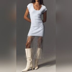 Anthropologie Light Blue Fringe Dress NEW Years!